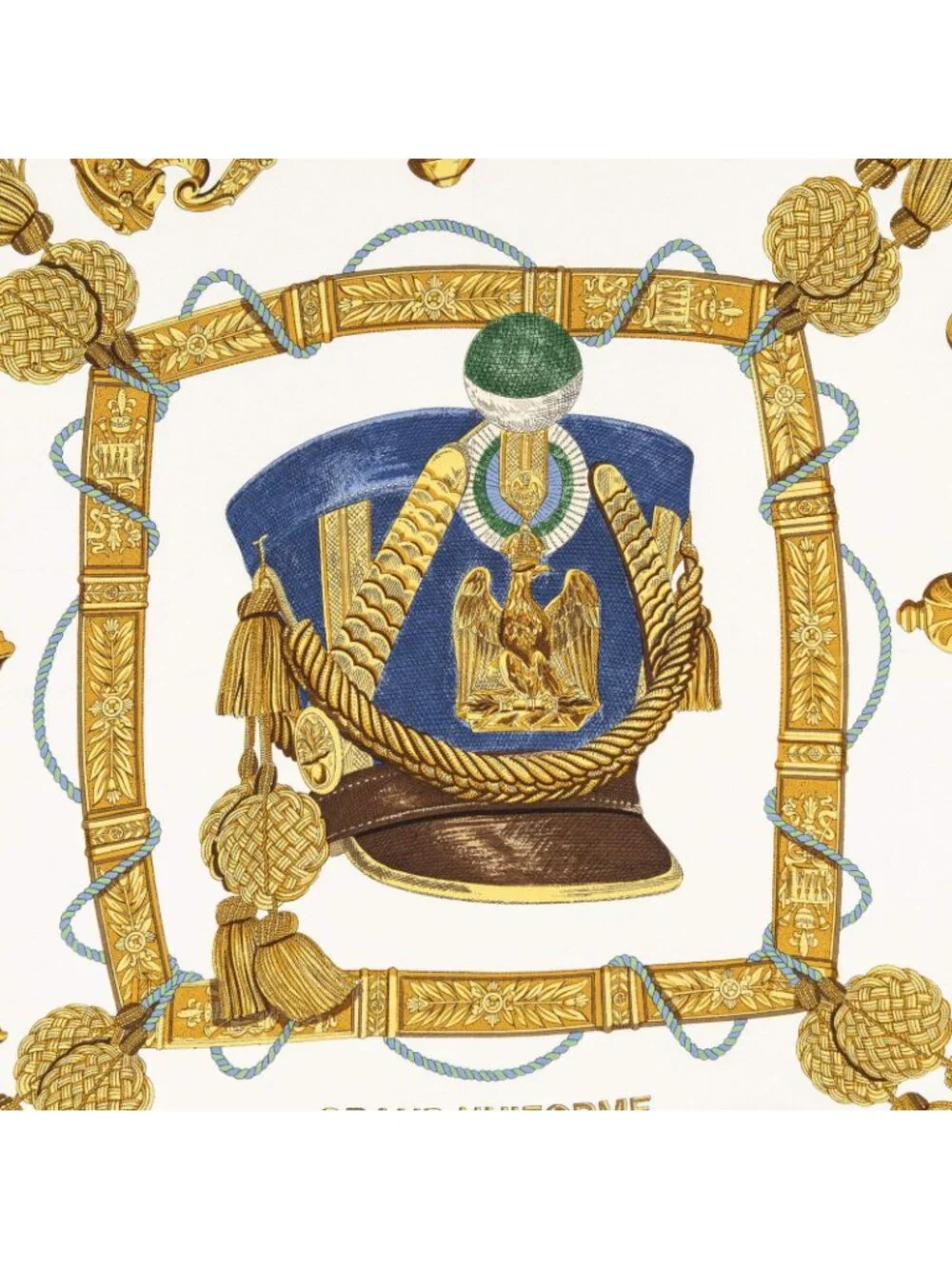 Hermes Scarf Red Gold White Silk